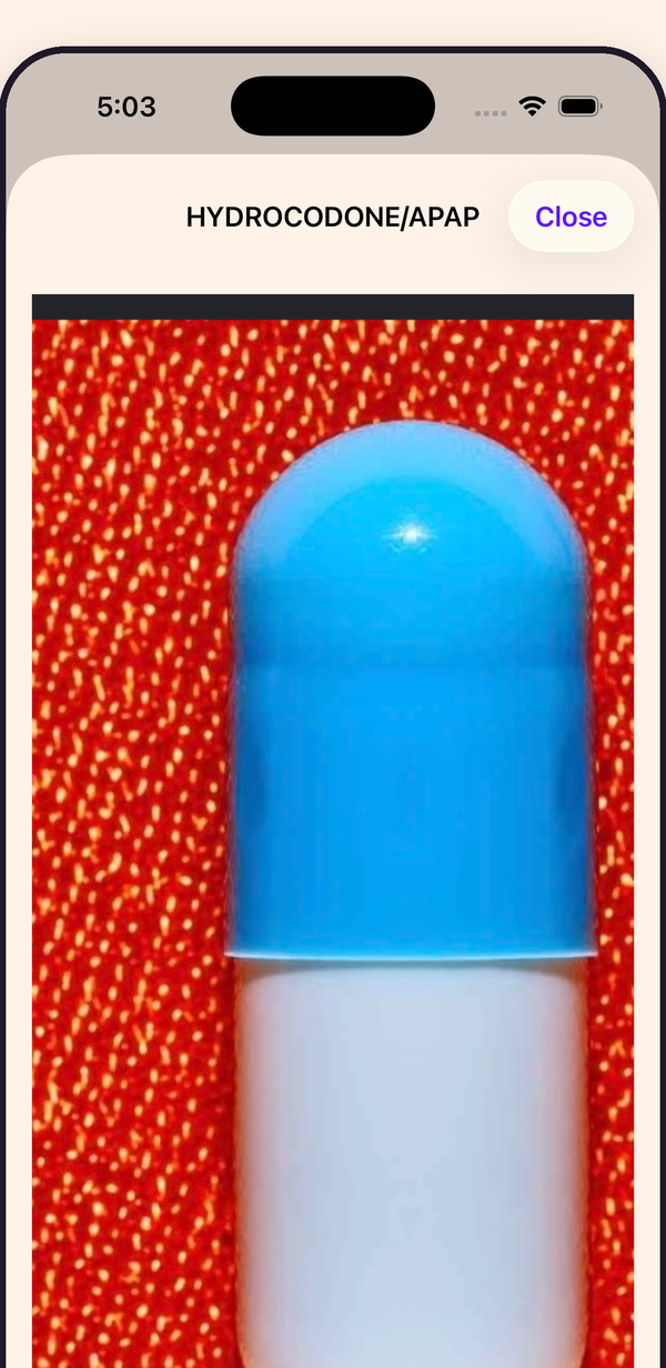A saved close-up photo of a blue and white capsule